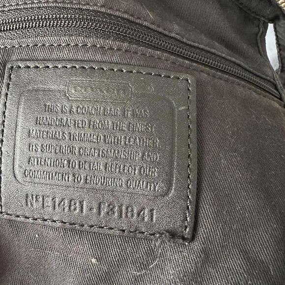 Y2K vintage Coach Signature bag in black & gray jacquard with black leather trim - Picture 4 of 6